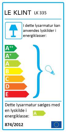 Le Klint Sax 223 væglampe - lys/eg - energimærkning