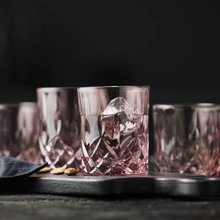 Lyngby Glas Sorrento whiskyglas 32 cl, 4 stk - Pink